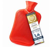 Snoozy® Hot Water Bottle 2 Litre XXL - 100% Natural Rubber, No Leak | Extra-large 30x20 cm bottle, wide filling inlet for easy use - sold without cover