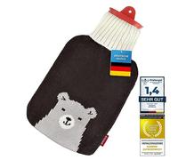 Snoozy® hot Water Bottle with Soft and Cuddly Cover XXL with 2 Litre Volume for Long-Lasting Warmth; 100% Natural Rubber. (Bear)