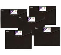 Snopake [100% Recycled] A4 Polyfile ID Popper Wallet with Press Stud Closure - Black [Pack of 5] Ref: 12491