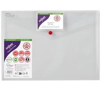 Snopake [100% Recycled] A4 Polyfile ID Popper Wallet with Press Stud Closure - Clear [Pack of 5] Ref: 12560