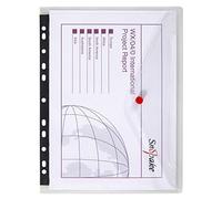 Snopake [100% Recycled] A4 Polyfile RingBinder Popper Wallet with Press Stud Closure - Clear [Pack of 5] Ref: 12566