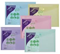 Snopake [100% Recycled] A5 Reborn Polyfile Popper Wallet with Press Stud Closure - Pastel Asstd [Pack of 5] Ref: 15910