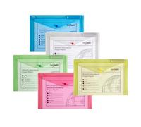 Snopake [100% Recycled] Foolscap Polyfile Popper Wallet File with Press Stud Closure and Index Tab - Classic Assorted [Pack of 5] Ref: 10087X