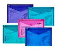 Snopake 12844 Polyfile A4 Popper Wallet File with Press Stud Electra Assorted Colours (Pack of 5)