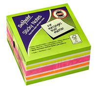 Snopake 76 x 76 mm Green Rainbow NeonMix Sticky Notes [Cube of 450 Sheets] 15760