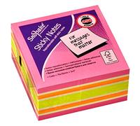 Snopake 76 x 76 mm Pink Rainbow NeonMix Sticky Notes [Cube of 450 Sheets] 15759