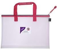 Snopake A3 High Capacity EVA Mesh Project/Book Bag [Pack of 1] Heavy Duty Bag with Soft Grip Carry Handle [Clear/Red] 15876