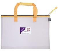 Snopake A4++ High Capacity EVA Mesh Project/Book Bag [Pack of 1] Heavy Duty Bag with Soft Grip Carry Handle [Clear/Yellow] 15873