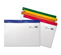 Snopake A4 Plus 370 x 260 mm Zippa Bags, Zip Strips - Transparent/Assorted x5