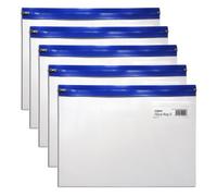 Snopake A4 Plus Zippa-Bag ‘S’ Classic with Write-On Label [Pack of 5] 405 x 260 mm - Transparent/Blue Zip Strip [Ref: 12816]