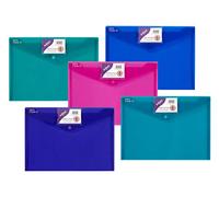 Snopake A4 Polyfile ID Popper Wallet with Press Stud Closure - Electra Assorted [Pack of 5] Ref: 14734