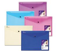 Snopake A4 Polyfile Lite Popper Wallet - Lite Assorted [Pack of 5] Ref: 15411