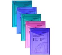 Snopake A4 Polyfile P Portrait Popper Wallet with Press Stud Closure [Pack of 5] Electra Assorted [13266]