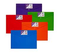 Snopake A4 Rainbow Polyfile ID Popper Wallet - Rainbow Assorted [Pack of 5] Ref: 15787,330x240mm