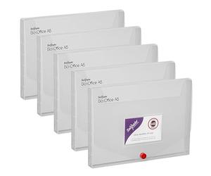 Snopake A5 20 mm BoxOffice - Clear [Pack of 5] Polypropylene Storage Box with Business Card Holder Clear [13732]