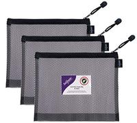 Snopake A5 High Capacity Black EVA Mesh Zippa-Bag [Pack of 3] 255 x 205mm - Heavy Duty Bag with Hanging Loop and Business Card Holder [15880]