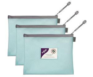 Snopake A5 High Capacity Pastel Blue EVA Mesh Zippa-Bag [Pack of 3] 240 x 130mm - Heavy Duty Bag with Hanging Loop and Business Card Holder [15901]