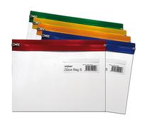Snopake A5 Zippa-Bag ‘S’ Classic with Write-On Label [Pack of 5] 255 x 190 mm - Transparent/Assorted Zip Strips [Ref: 12722]
