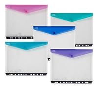 Snopake A4 High Capacity Polyfile RingBinder Popper Wallet, Landscape - Clear with Electra Assorted Flap [Pack of 5] Ref: 15694