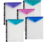 Snopake Document Wallet A4 Press Stud PP (Polypropylene) Portrait 33.5 (W) x 0.9 (D) x 23.8 (H) cm Assorted Pack of 5