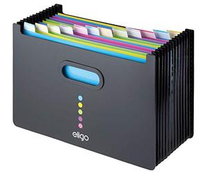 Snopake Foolscap Eligo 13-Part Landscape Desk Expander/Organiser - Black Pack of 1 Ref: 15859 - Amazon Exclusive