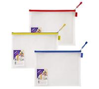 Snopake Foolscap Heavy Duty EVA Mesh Zippa-Bag [Pack of 3] 360 x 275mm - Transparent/Assorted [15819]