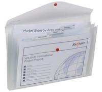 Snopake Foolscap Polyfile Trio [Pack of 5] 3-Part Popper Wallet with Removable Index Tabs and Press Stud Closure [Clear] 14966