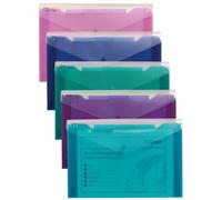 Snopake Foolscap Polyfile Trio [Pack of 5] 3-Part Popper Wallet with Removable Index Tabs and Press Stud Closure [Electra Assorted] 14967