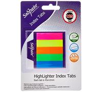 Snopake Index Tab Highlighters Transparent 45 x 12 mm - 125 Tabs - Neon Assorted [Pack of 1] Ref: 13154