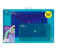 Snopake Landscape Polyfile Electra Assorted Set [Pack of 3] Popper/Document Wallet with Press Stud Closure [15776]