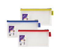 Snopake Mesh Zippa Bag EVA DL 300 Mircon Assorted Colours (Pack 3)