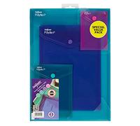 Snopake Portrait Polyfile Electra Assorted Set [Pack of 4] Popper/Document Wallet with Press Stud Closure [15775]