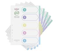 Snopake Reborn [100% Recycled] A4 5-Part Index Dividers - Pastel Assorted [Pack of 5] Tear-Resistant & Wipe-Clean, Multi-Punched for Binders Ref: 15927