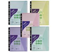 Snopake Reborn [100% Recycled] A4 Polyfile RingBinder Popper Wallet - Pastel Assorted [Pack of 5], Multi-Punched for Binders Ref: 15916