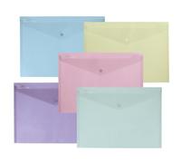 Snopake ReBorn A4 Polyfile Popper Wallet with Press-Stud Closure Pastel PK5 15912