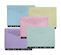 Snopake Reborn Document Wallet Press Stud PP (Polypropylene) 11 Holes Portrait and Landscape 31 (W) x 2 (D) x 23.8 (H) cm Assorted Pack of 5