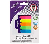 Snopake Transparent Index Tab Arrow Highlighters [ 125 Tabs, 44 x 12mm ] Neon Assorted [13906]