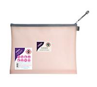 Snopake Zip Lock Bags A4 Foolscap EVA (Ethylene-Vinyl Acetate) Landscape 36.5 (W)2 (D)28 (H) cm Pastel Pink Pack of 3