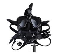 Snorkel Full Face Mask with Camera Mount, 180° Panoramic View Anti Fog Dive Mask Adjustable Silicone Face Cover with Drain Valve Breathing System for Scuba Snorkeling