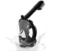 Snorkel Mask 180°view Design Full Face Snorkel Set Compatible Sports Camera Compatible Diving Mask with Anti-fog and Anti-leak Technology for Adults Snorkeling Experience (Black L/XL)