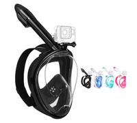 Snorkel Mask Full Face,180°view Snorkeling Gear with Panoramic Design-Compatible Sports Camera, Anti-fog, Anti-leak Technology for a Safe Adults and Kids Snorkeling Experience (Black, L-XL)