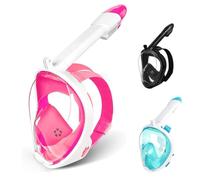 Snorkel Mask Full Face,180°view Snorkeling Gear with Panoramic Design-Compatible Sports Camera, Anti-fog, Anti-leak Technology for a Safe Adults and Kids Snorkeling Experience (Pink, L-XL)