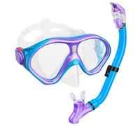 Snorkel Set for Kids Snorkel Gear with Dry Top, Kids Swim Goggles, Anti-Fog Tempered Glass Snorkel Mask with Foldable Breathing Tube, Snorkel Mask