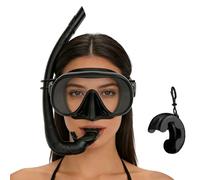 Snorkel Set - Snorkel Anti-Fog Panoramic View, Diving Dry Top Snorkels Kit, Anti-Leak Portable Travel Gear With Adjustable Strap And Case | Swimming, Island Tourism For Beach Trip 16x6cm
