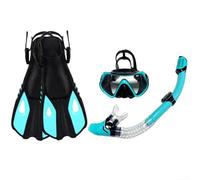 Snorkeling Kit Featuring a Comfortable Mask, Dry Top Snorkel, and Short Blade Fins for Enhanced Performance (S/M blue)