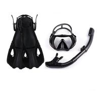 Snorkeling Kit Featuring a Comfortable Mask, Dry Top Snorkel, and Short Blade Fins for Enhanced Performance (S/M black)