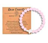SNORSO Christian Cross Bracelet for Women Men - Natural Bead Bracelets, Religious Cross Bracelets, Healing Bracelets Stretch Charm Bracelets for Birthday Christmas Christian Easter Gifts, M, White
