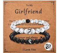 SNORSO Matching Couple Ring Bracelets Gifts for Boyfriend Girlfriend Husband Wife Valentine's Day Anniversary Birthday Engagement Gift Christmas for Him and Her, M, White Gold, no gemstone