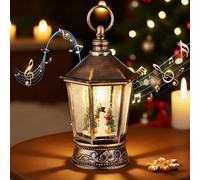 Snorthy Christmas Snow Globe with Music and Light Snowman Snow Globes Lantern with Swirling Glitter 8 Songs Light Up Christmas Ornaments for Xmas Home Office Indoor Décor, USB or Battery Operated