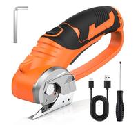 Snorthy Electric Scissors, Portable Cardboard Cutter Tool Rechargeable Cardboard Box Cutter with Safety Lock & LED Light, Multipurpose Fabric Scissor for Cutting Cardboard, Fabric, Leather, Carpet
